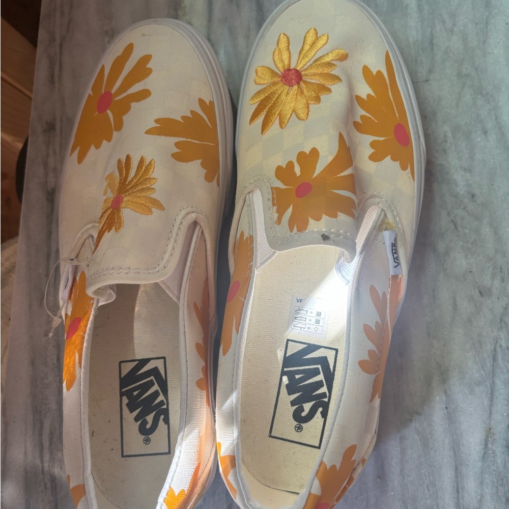 Vans Yellow Floral Canvas Slip-Ons
